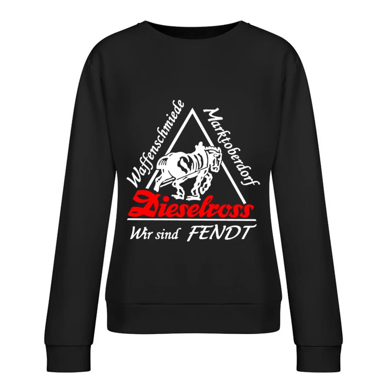 Dieselross Fendt Tractor Brand Logo with Skeletal Horse Design Female Pullover Sweatshirt