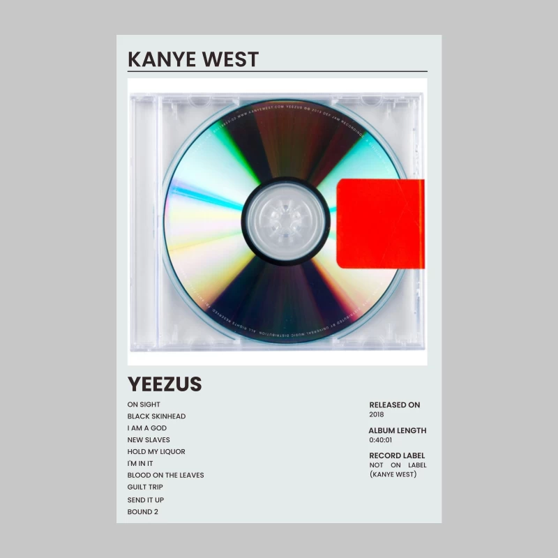 Yeezus Album CD Cover with Minimalist Design Male Long Sleeve T-Shirt