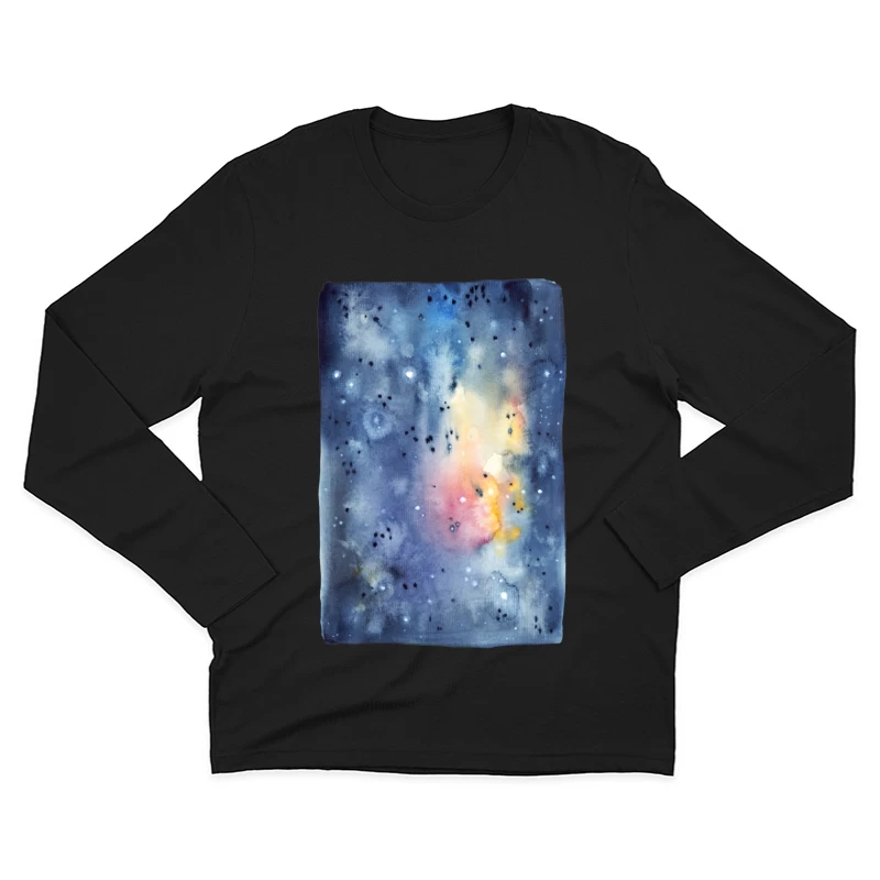 Étoiles et Aquarelle Galactique Homme Manches Longues T-Shirt