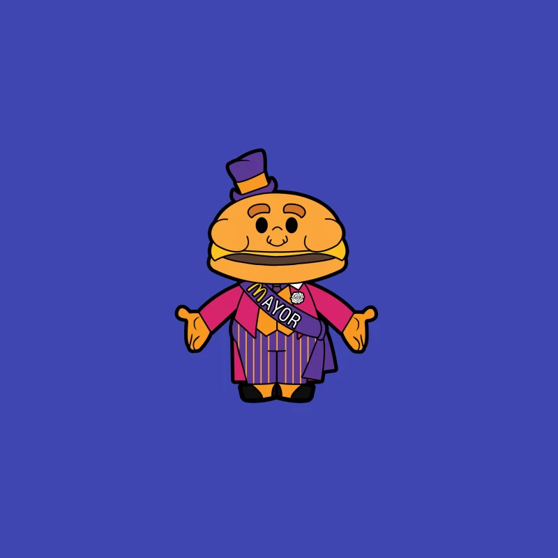 Colorful Cartoon Mayor Hamburger Mascot Bucket Hat