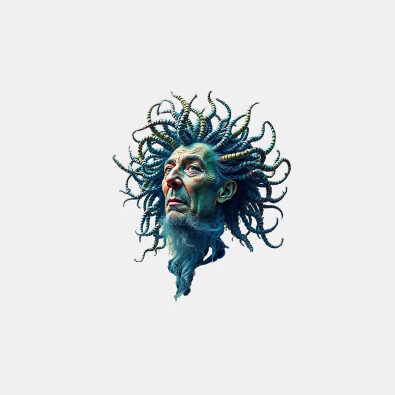 Surreal Medusa-Inspired Portrait with Blue Tentacles Male Tank Top