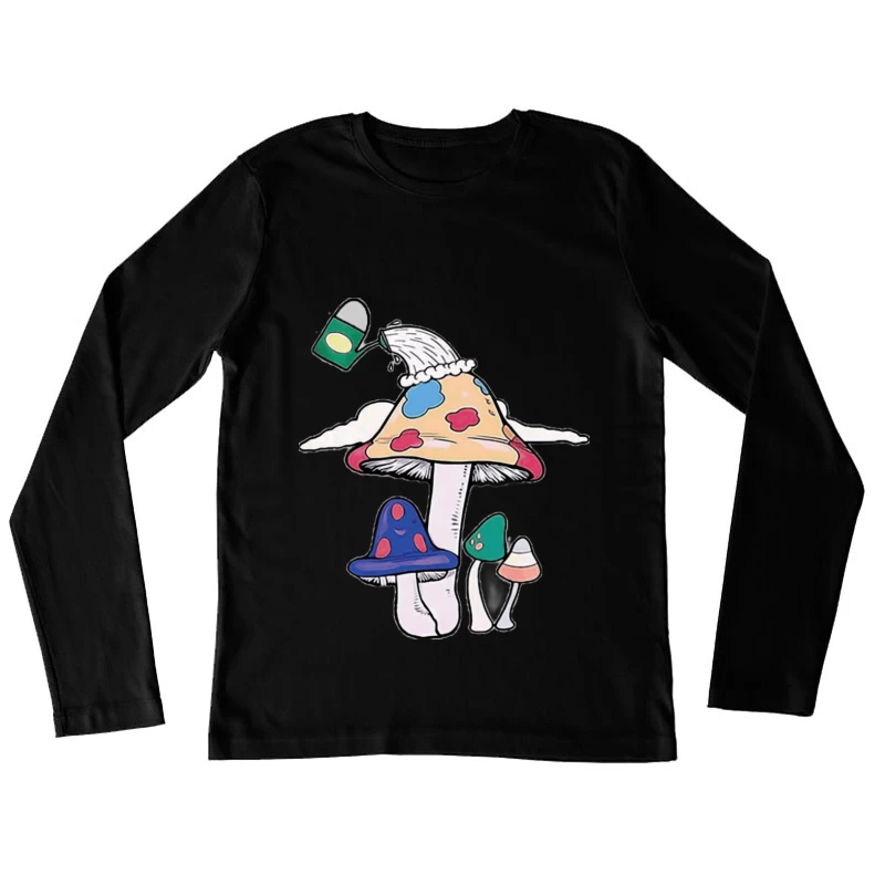 Pilzillustration mit Farbe Damen Langarm T-Shirt