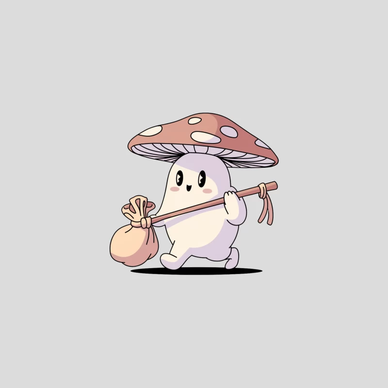 Cute Mushroom Creature Carrying Sack on Adventure Baseball Cap
