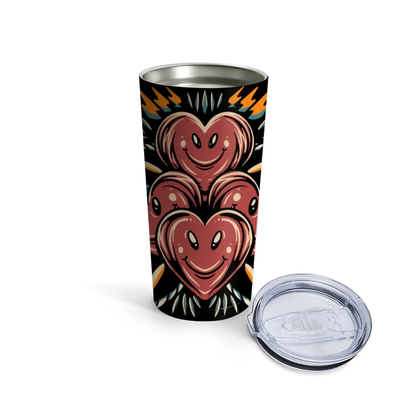 Playful Smiling Hearts Illustration Travel Mug