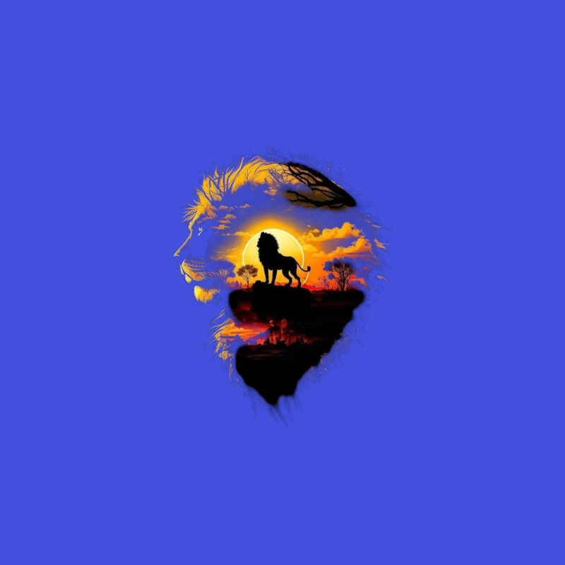 Majestic Lion Silhouette with Sunset Landscape iPhone Case