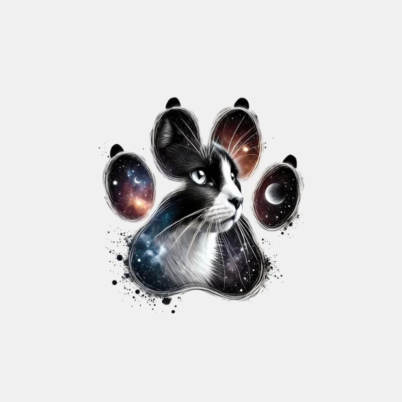 Cosmic Cat Paw Print Art Male Tank Top