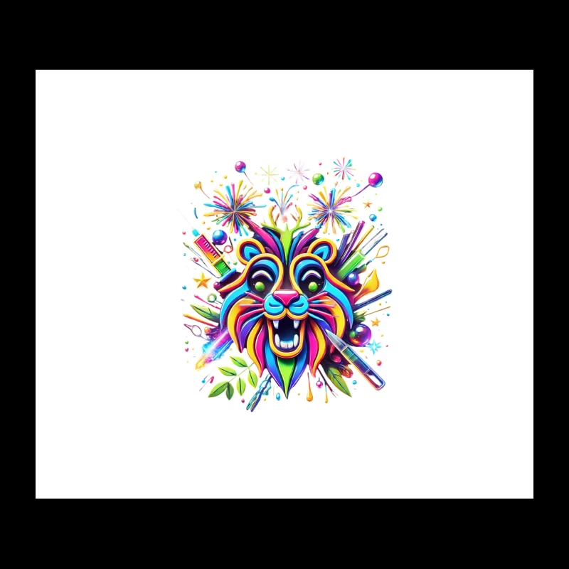 Lion abstract line face Tapestry