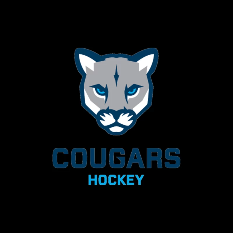 Cougars Hockey Team Logo with Blue and Gray Cougar Head Design Pin