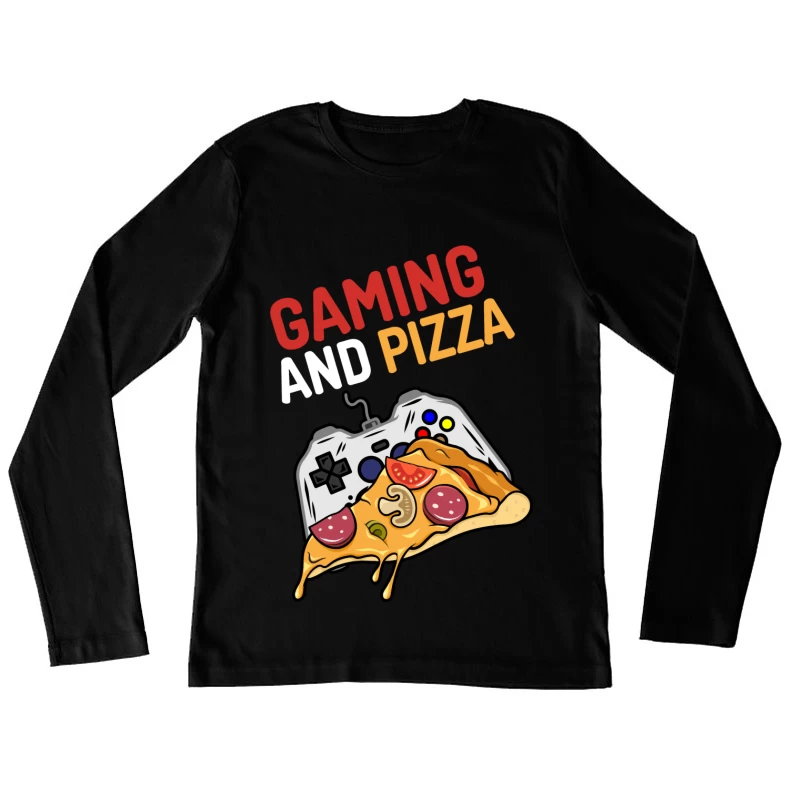 Gaming und Pizza Spaß Damen Langarm T-Shirt