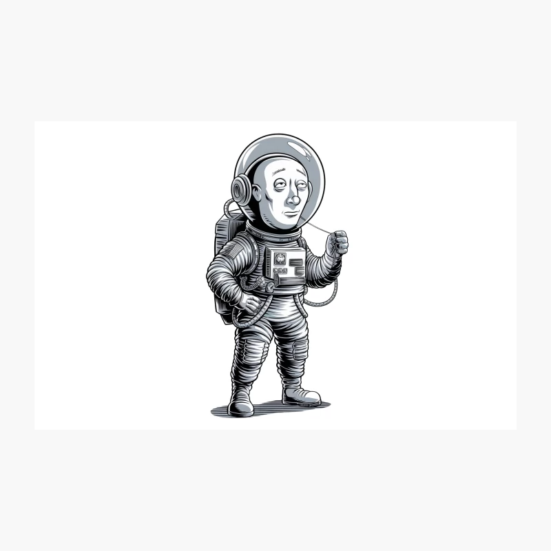 Retro Cartoon Astronaut: Vintage Space Exploration Illustration Travel Mug