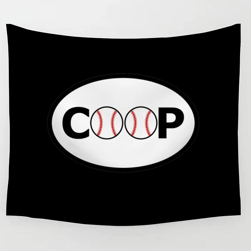 Baseball-Themed COOP Logo Design Tapestry