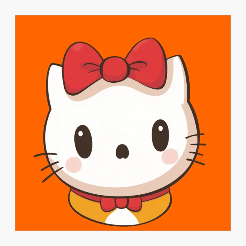 Adorable Hello Kitty Cartoon Character with Red Bow Pin