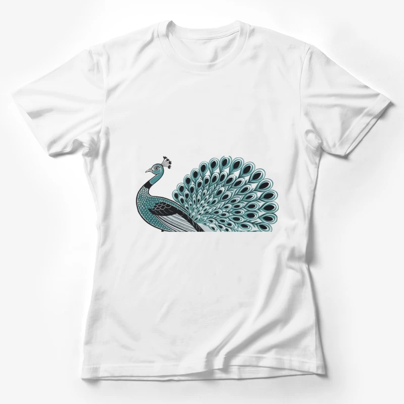 Elegant Peacock Illustration: Colorful Bird Art with Vibrant Feathers Female T-Shirt