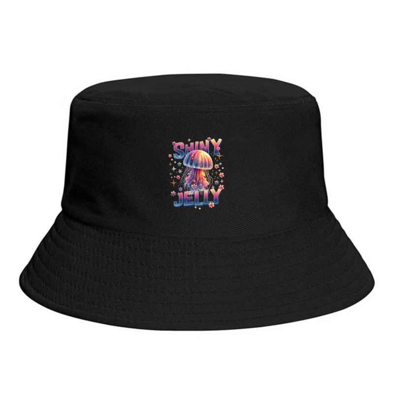 Shiny Jelly: Whimsical Watercolor Jellyfish Typography Art Bucket Hat