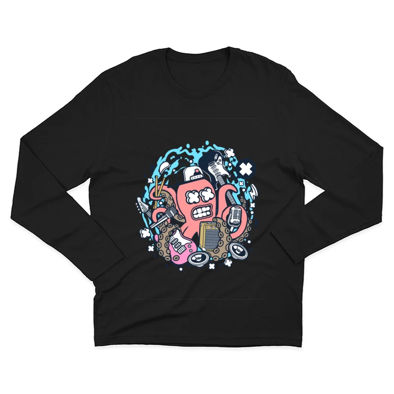 Pieuvre musicale avec instruments Homme Manches Longues T-Shirt