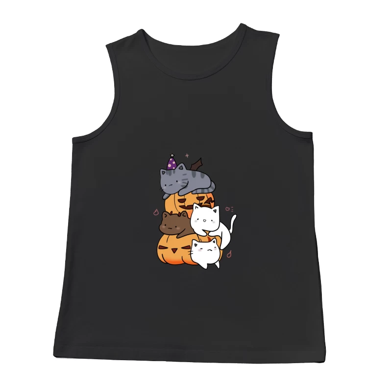 Niedliche Katzen mit Kürbissen Herren Tanktops