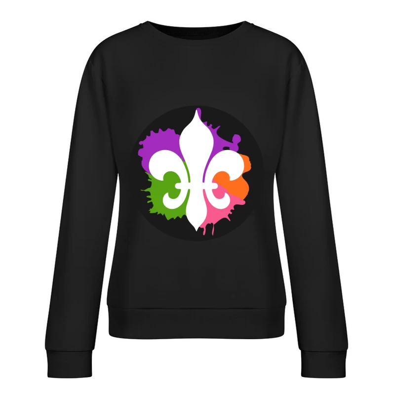 Fleur-de-lis avec éclaboussures colorées Femme Sweat-shirt à enfiler