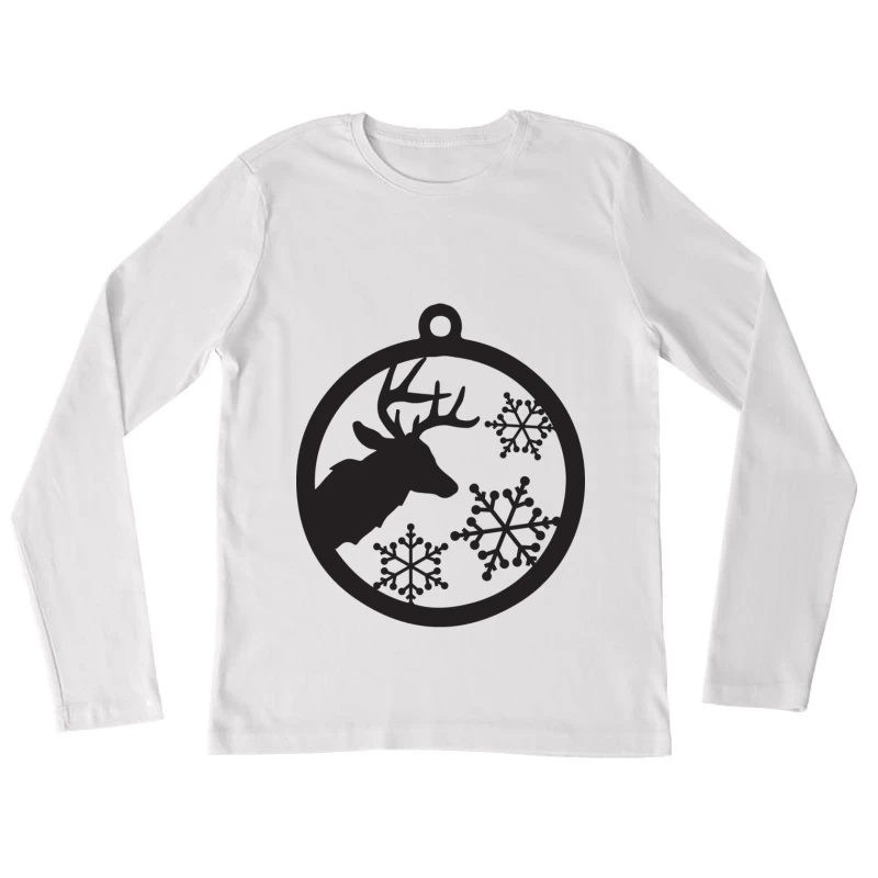 Ornement de cerf avec flocons de neige Femme Manches Longues T-Shirt