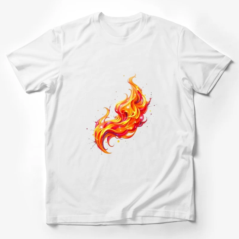 Vibrant Watercolor Fire Flame Art Male T-Shirt