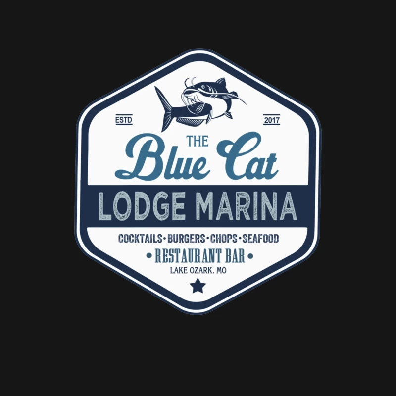 The Blue Cat Lodge Marina Restaurant and Bar - Vintage Nautical Logo Design Female Long Sleeve T-Shirt