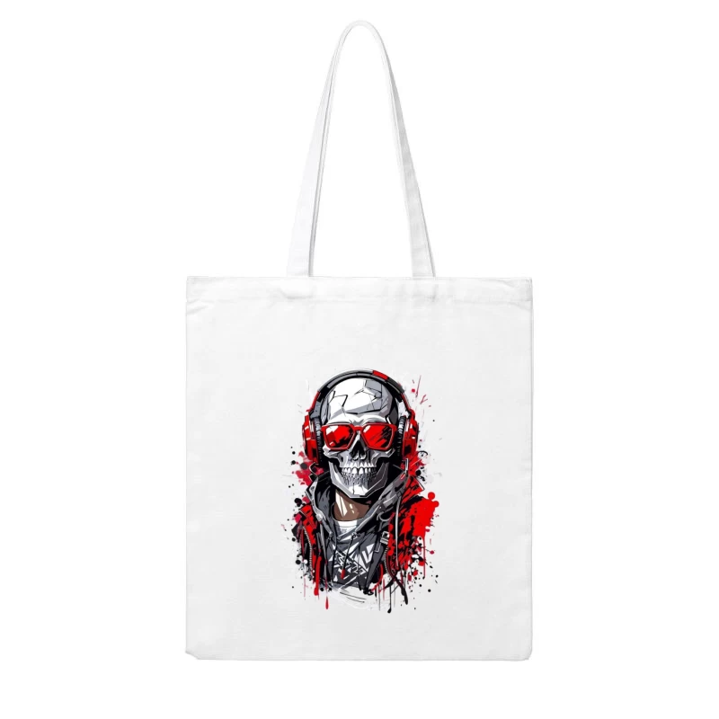 Cool Urban Skull with Headphones Cotton Tote Bag