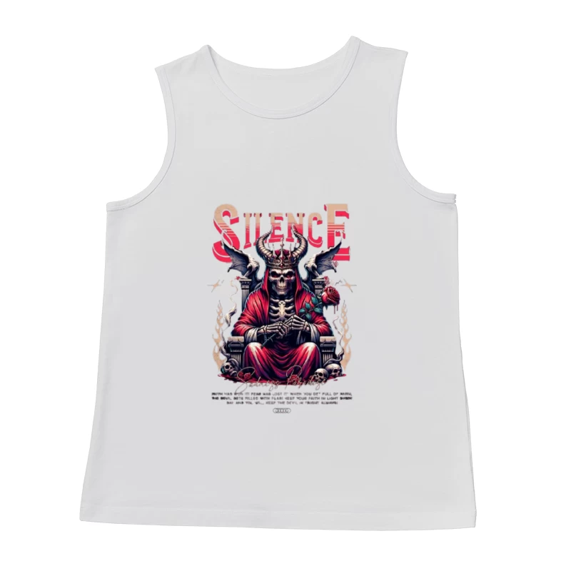 Gothic Skull King on Throne with Red Roses Male Tank Top