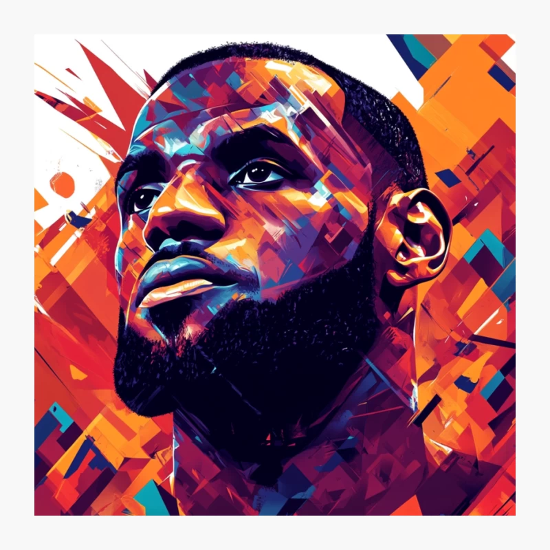 Vibrant Geometric Portrait of Basketball Icon Pin