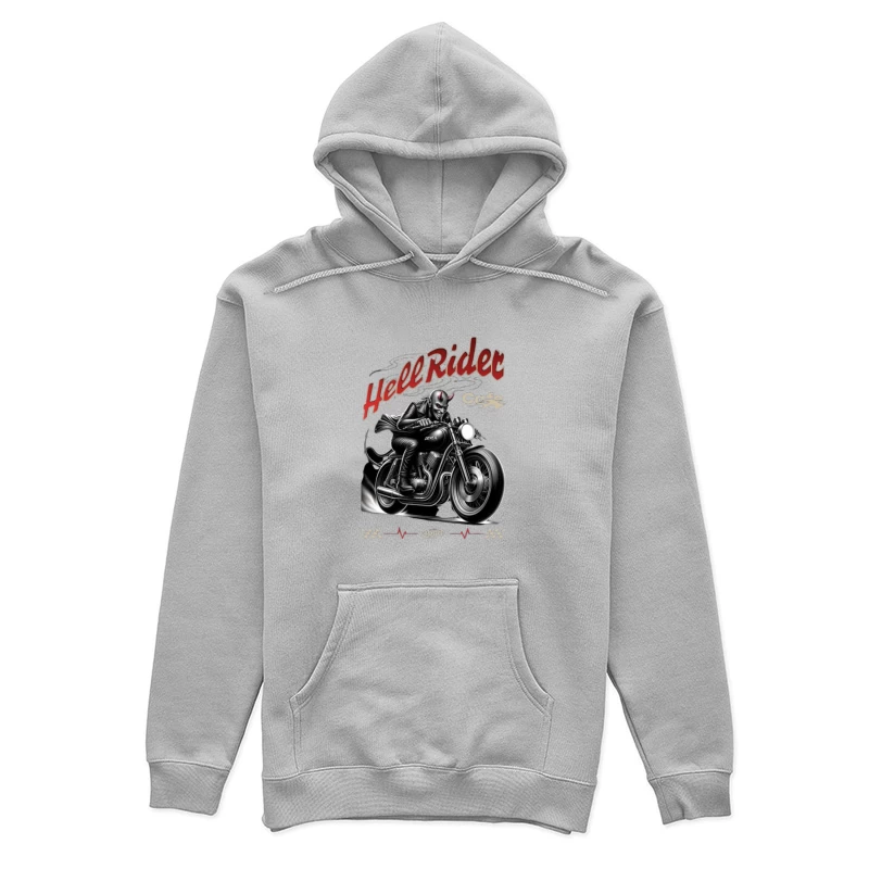 Hell Rider Vintage Cafe Racer Devil Motorcycle Art Female Pullover Hoodie