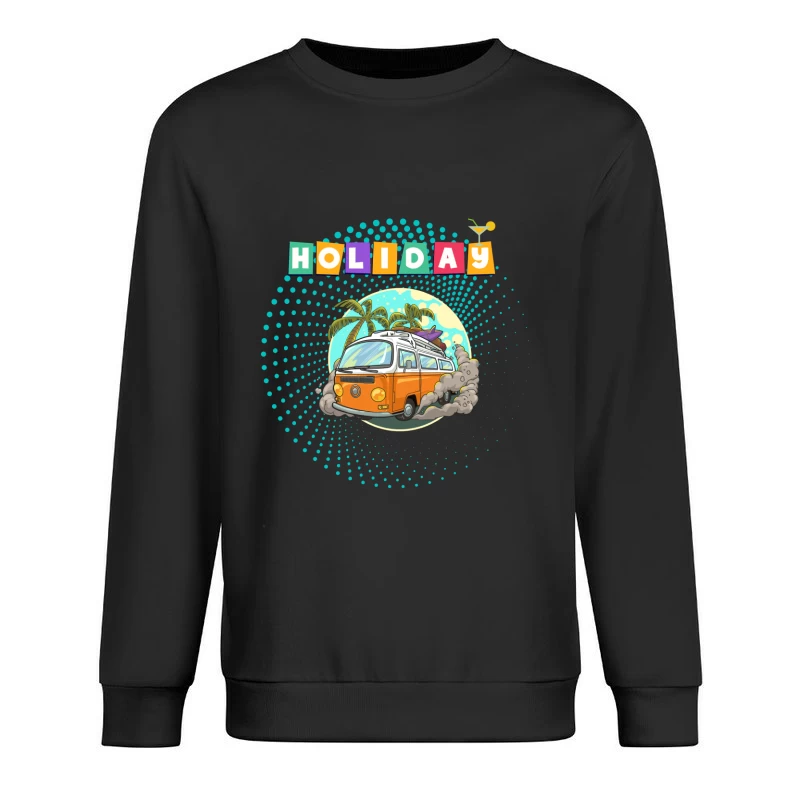 Tropical Holiday Camper Van with Palm Trees Male Pullover Sweatshirt