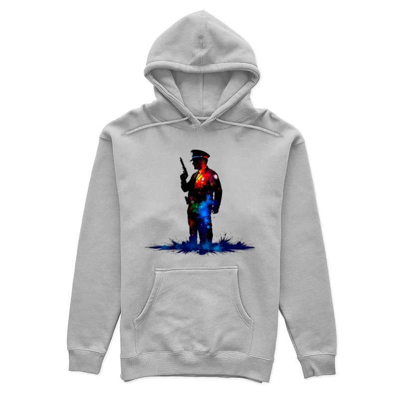 Artistic Watercolor Police Officer Silhouette Female Pullover Hoodie