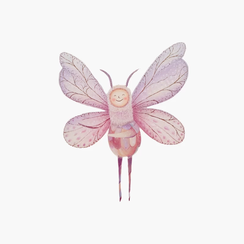 Whimsical Pink Butterfly Fairy Illustration Cotton Tote Bag