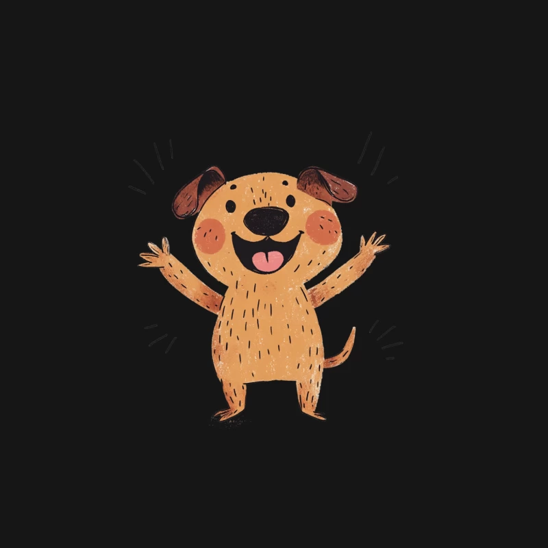 Cheerful Cartoon Dog: Cute Illustrated Character Male Long Sleeve T-Shirt