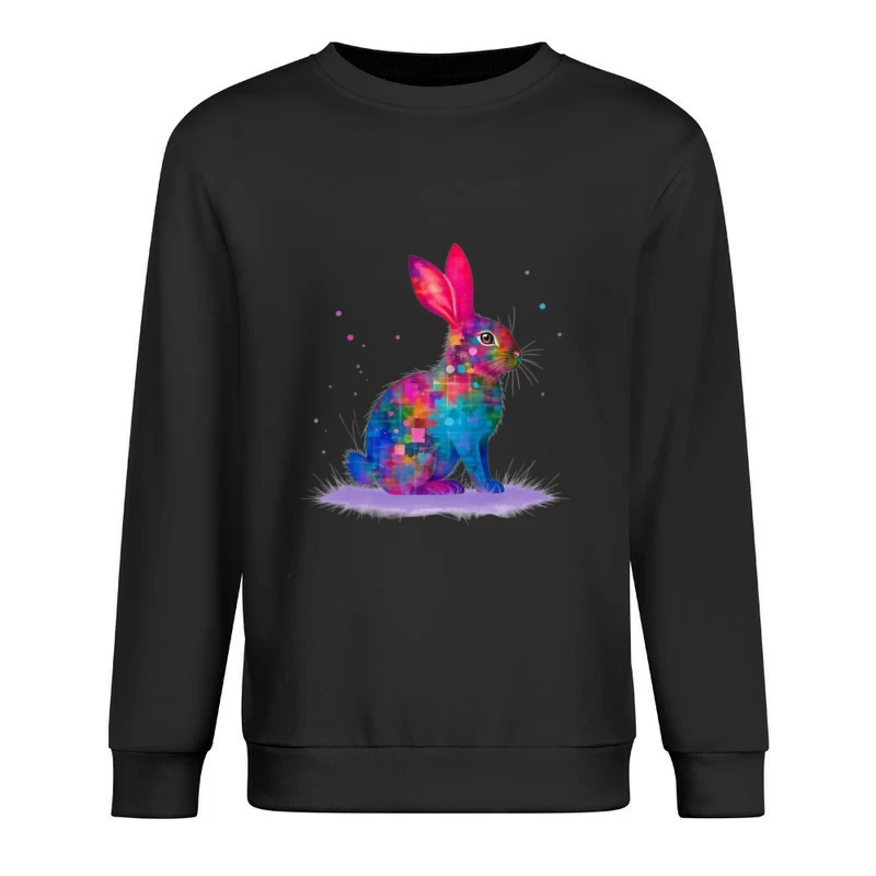 Vibrant Watercolor Geometric Rabbit Art Male Pullover Sweatshirt