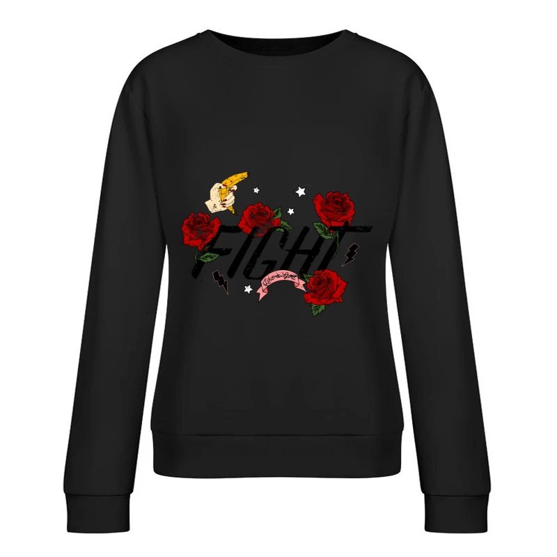 Art Vintage avec Roses et Main Femme Sweat-shirt à enfiler