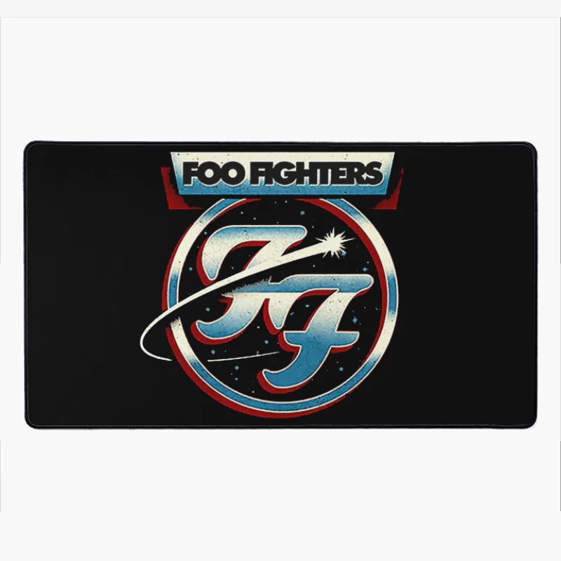 Foo Fighters Classic Circular Band Logo in Red and Blue Desk Mat