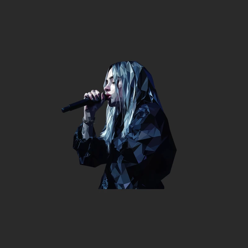 Geometric Singer Performance with Blue Hair Baseball Cap