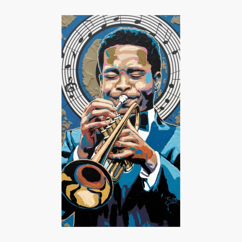 Vibrant Portrait of Jazz Trumpeter in Artistic Style Cotton Tote Bag