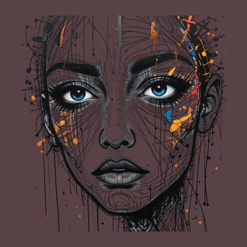 Abstract Portrait with Colorful Accents Pin