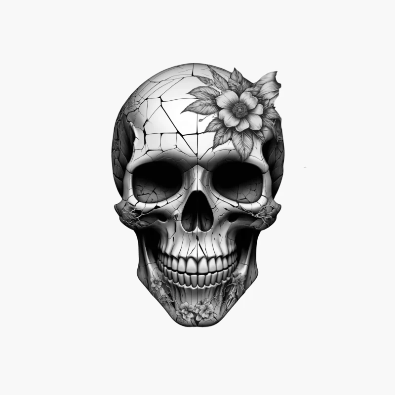 Intricate Floral Skull Design Cotton Tote Bag