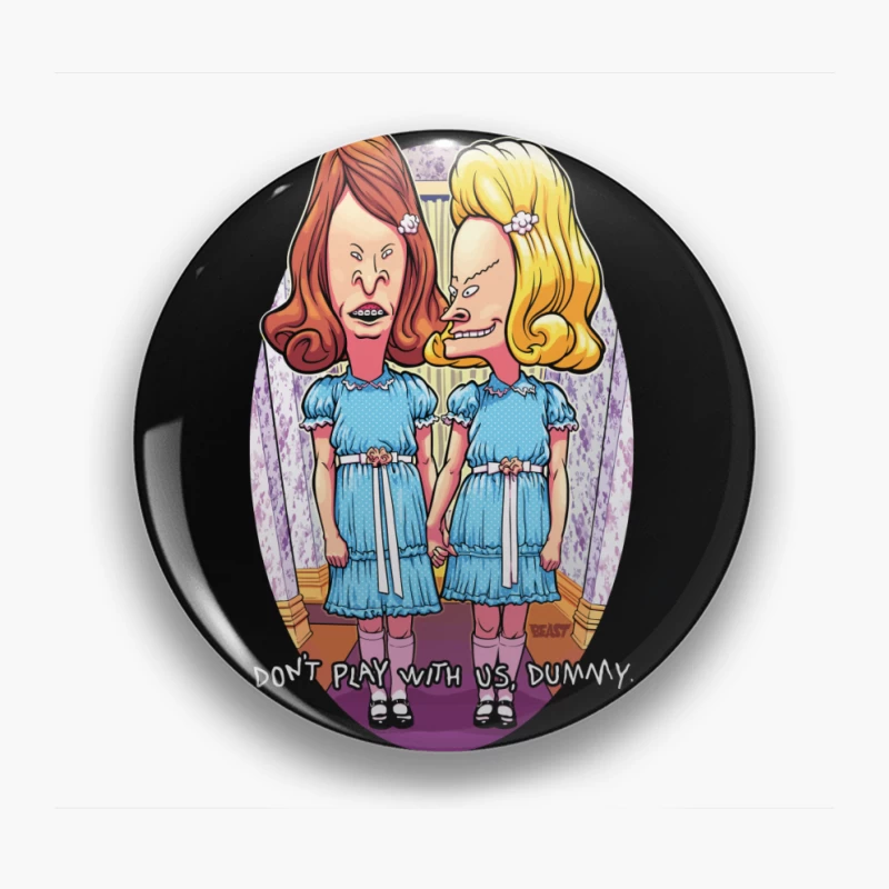 Humorous Cartoon Parody of Horror Characters Pin