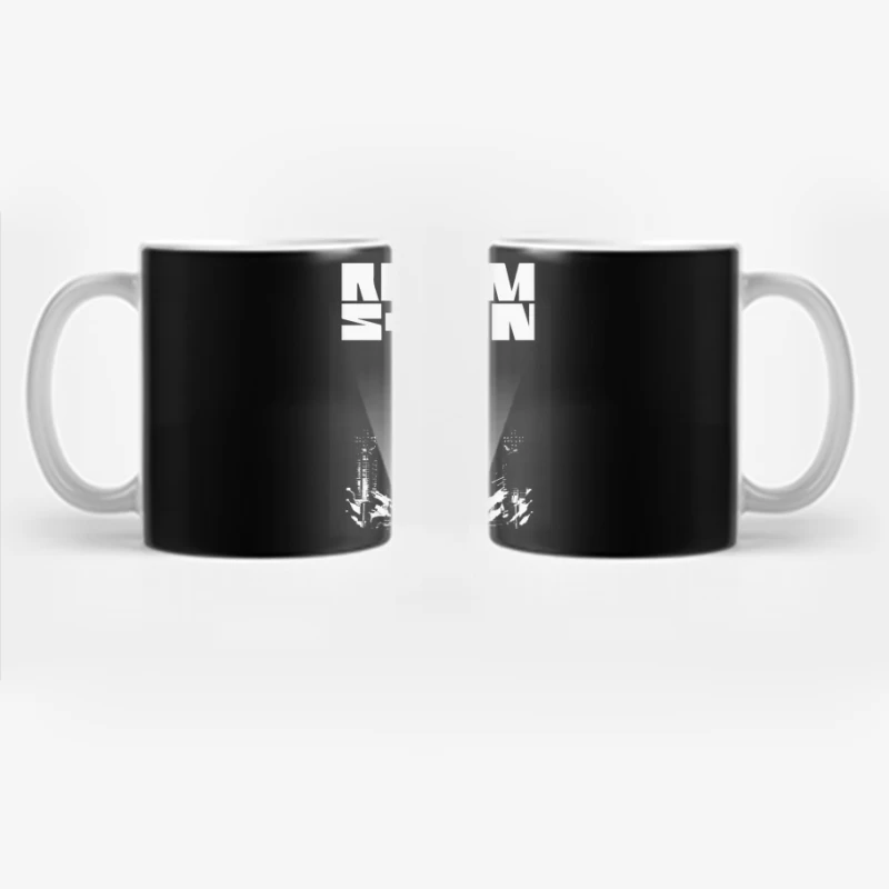 Rammstein Industrial Metal Concert Stage Design in Black and White Coffee Mug