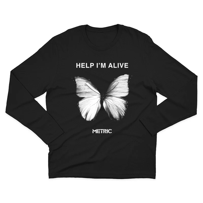 Metric Help I'm Alive Butterfly Male Long Sleeve T-Shirt