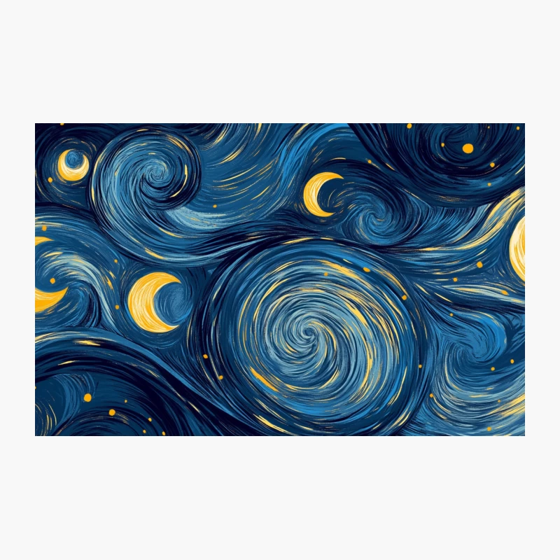 Swirling Starry Night with Crescent Moons: A Van Gogh-Inspired Abstract Sky Travel Mug