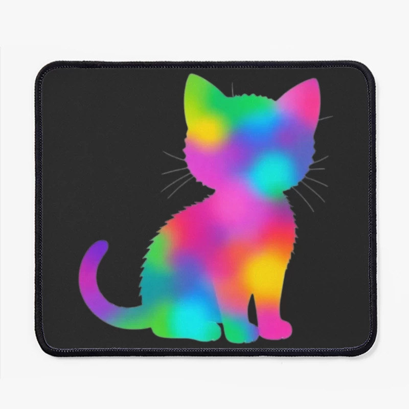 Rainbow Gradient Cat Silhouette Art Mouse Pad