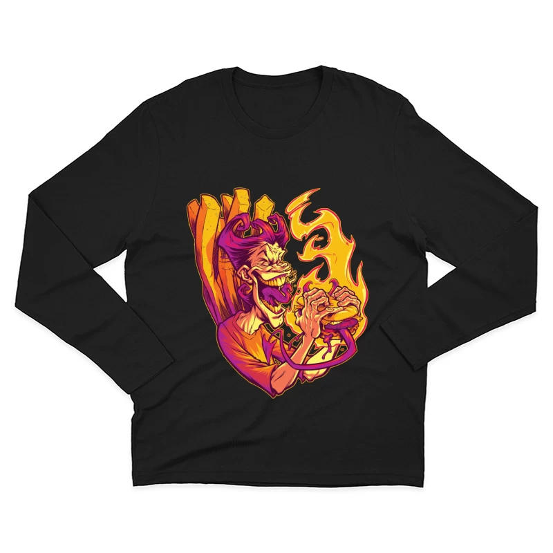 Flaming Burger Delight Male Long Sleeve T-Shirt