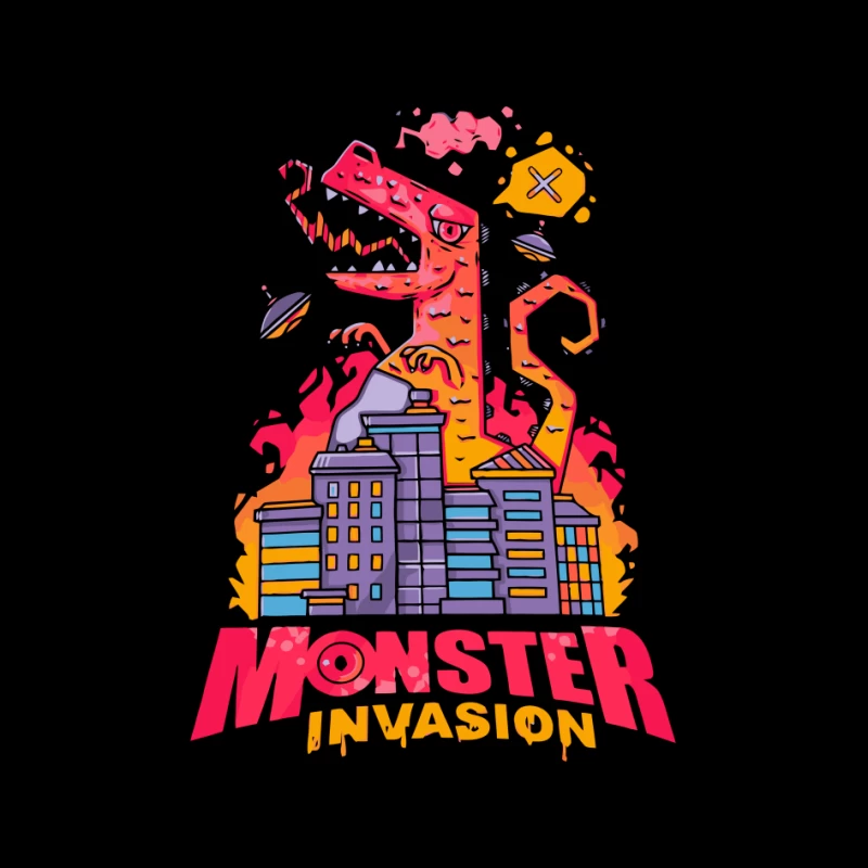 Monster Invasion: A Colorful Cartoon Illustration Pin