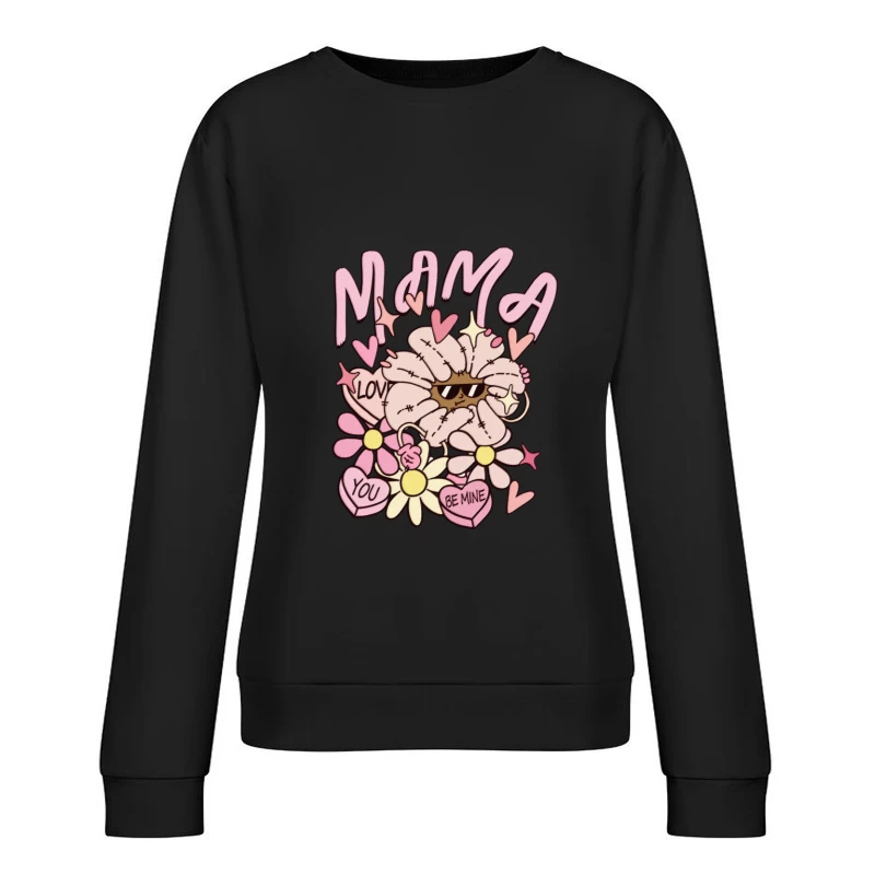 Lustige Mama Blume mit Herzen Damen Pullover Sweatshirt