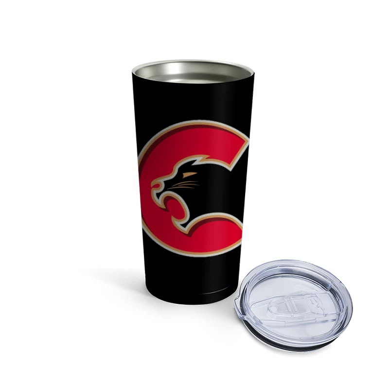 Red Cougar Letter C Sports Logo Design Travel Mug