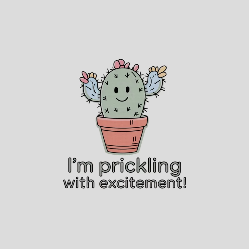 Cute Excited Cactus Cartoon with Prickly Pun Baseball Cap