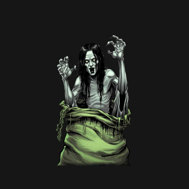 Grotesque Undead Monster with Green Skin and Long Hair Mouse Pad